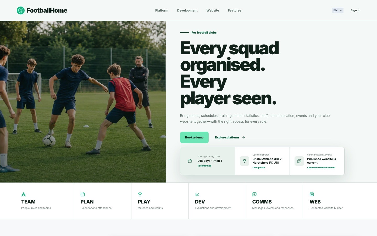 FootballHome website screenshot