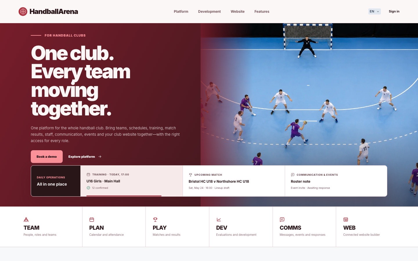 HandballArena website screenshot