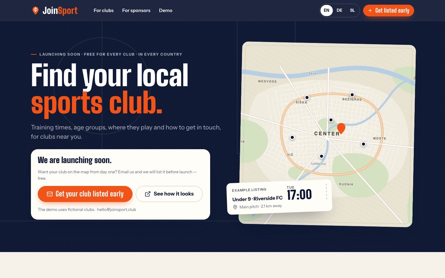 JoinSport website screenshot