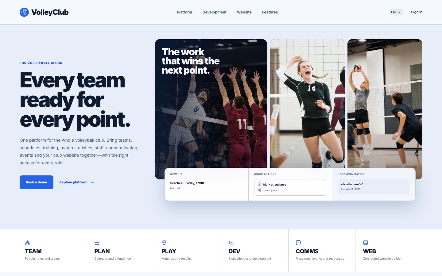 VolleyClub website screenshot
